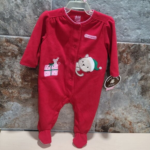 Child of Mine Carters Red Christmas Footed Sleeper My 1st Christmas 0-3 mos - Picture 3 of 10